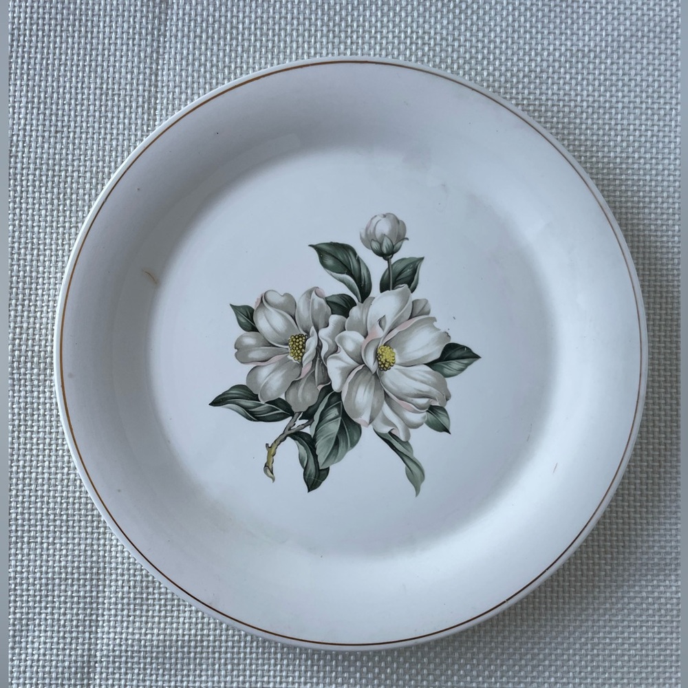 Lofisa Vintage Plate White Flowers Gold Rim 11 Inches Guadalajara Mexico